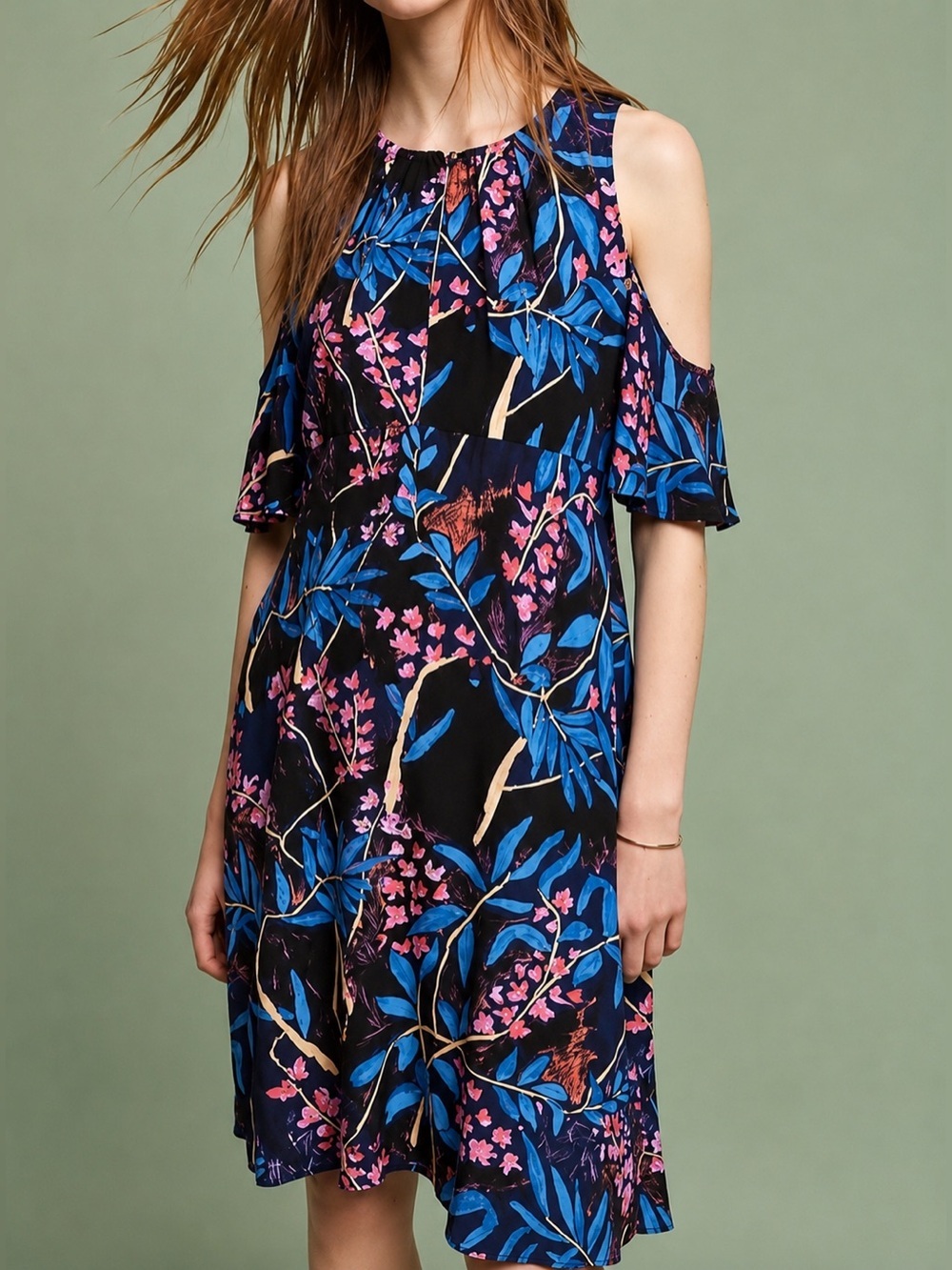 Maeve Elia cold shoulder floral dress, size 0